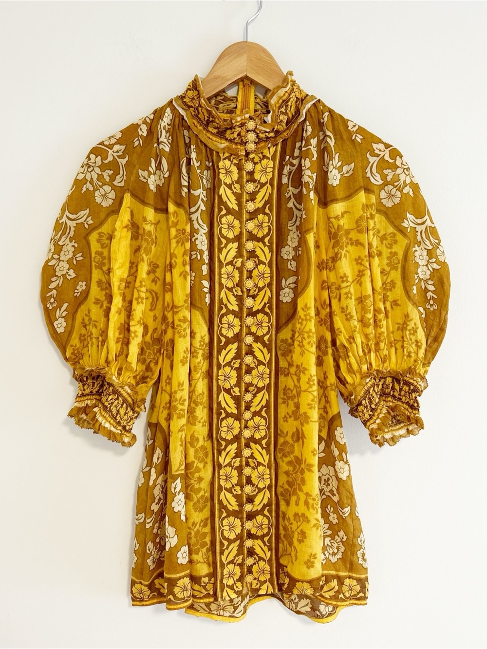 ZIMMERMANN Raie Floral Ramie blouse mustard - Picture 4 of 15